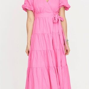 Elegant Pink Tiered Maxi Dress